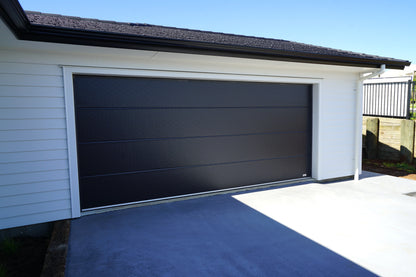 Garage Door Double, Motor plus Remotes - Stucco - Ebony H2130xW4860mm